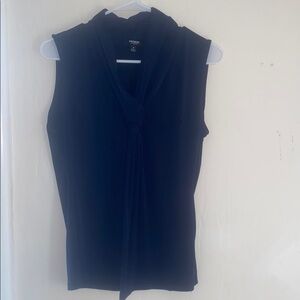 Premise Blue Blouse with Tie Front Sleeveless Style